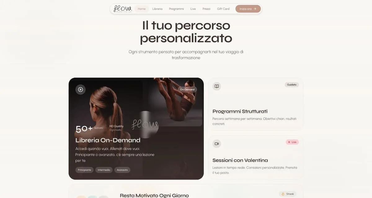Percorso personalizzato suggerito al termine dell'onboarding