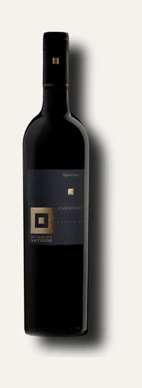 Spantau, organic Carignano: the same midnight blue label, with the denomination in small caps under the mark