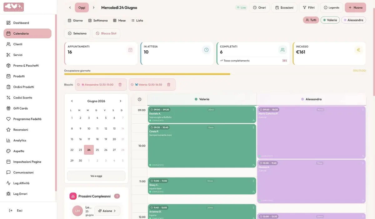 Multi-staff calendar with slot management