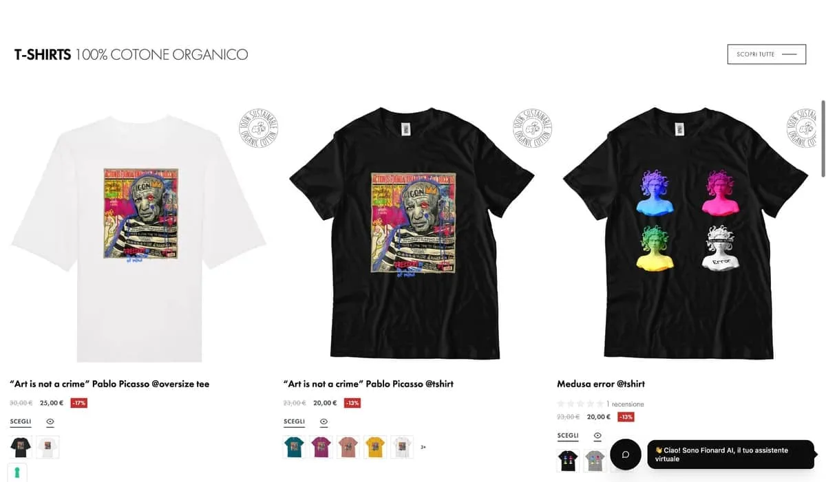 Organic cotton t-shirts in the Fionard catalogue