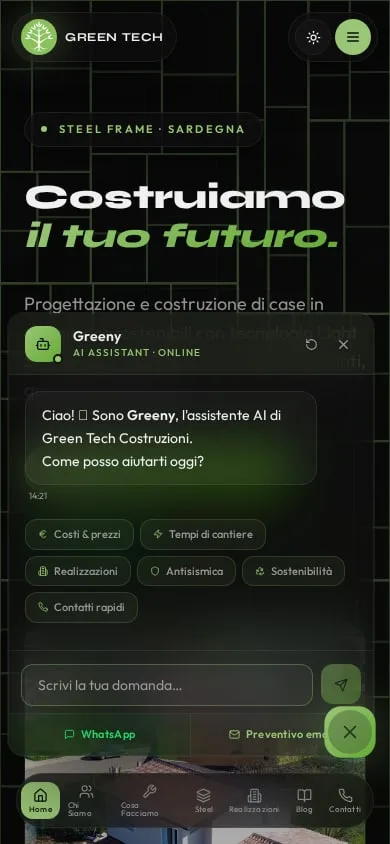 The assistant on a phone, full width, with the shortcuts laid out in two columns