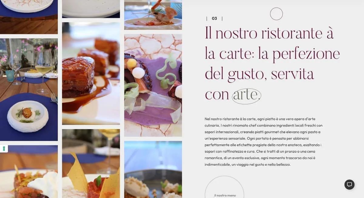 Pagina del ristorante à la carte In Vino Veritas