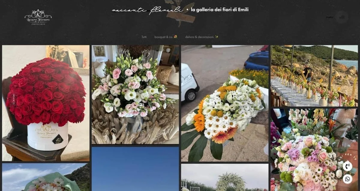 Gallery dei racconti floreali con bouquet e allestimenti