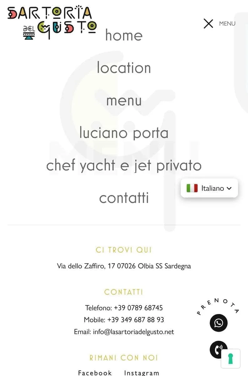 Digital menu on a smartphone