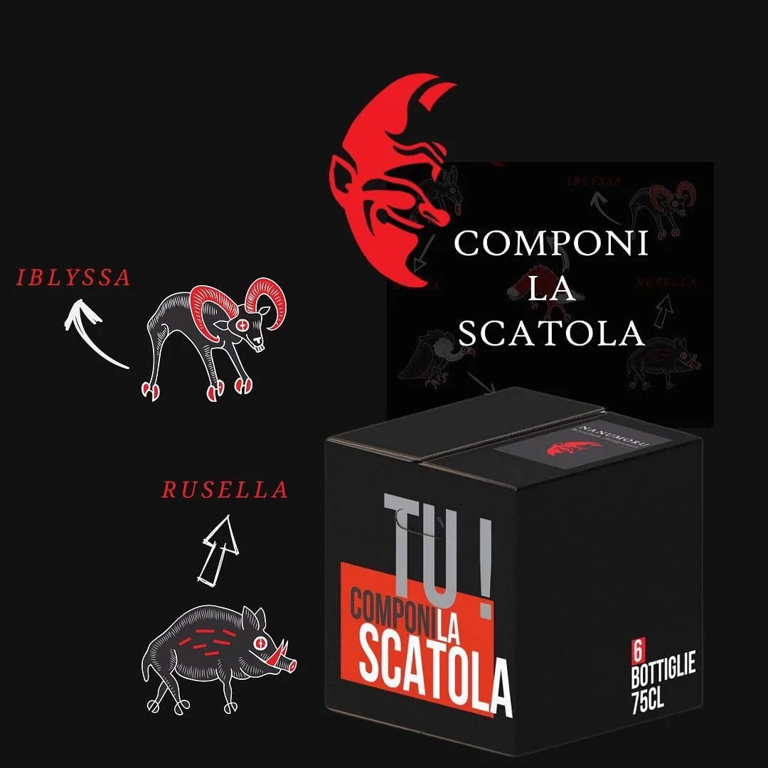 Il post componi la scatola: gli animali delle birre attorno alla confezione nera da sei bottiglie