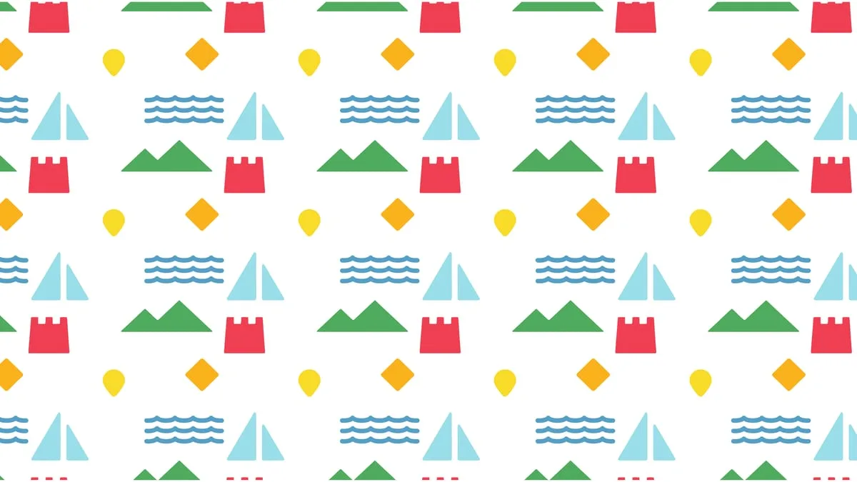 The pattern, built by repeating the five pictograms