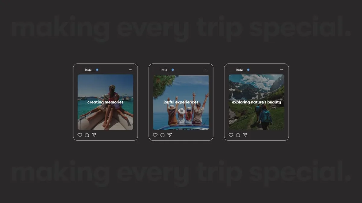 Three social posts using the pattern and the experience photography