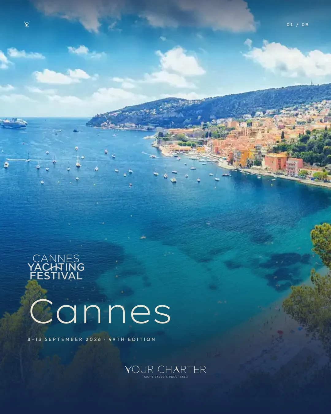 La copertina del carosello Cannes: la baia dall'alto, 8-13 settembre 2026, 49esima edizione