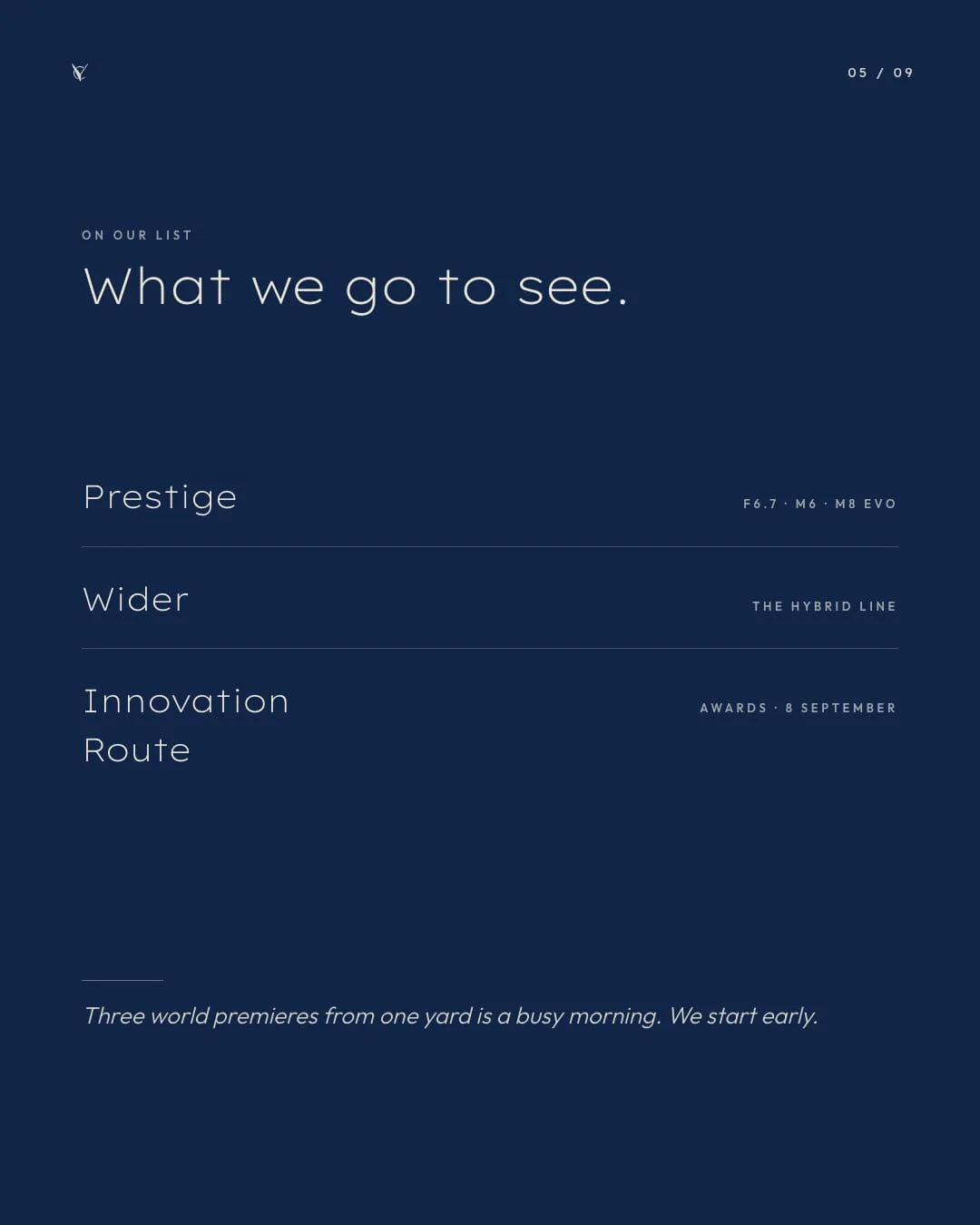 «What we go to see»: Prestige, Wider e la Innovation Route con i premi dell'8 settembre