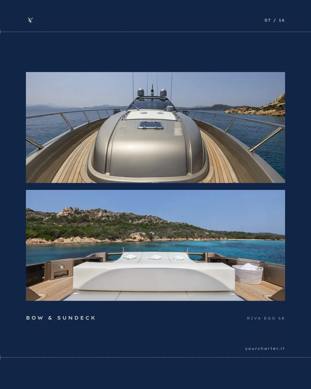 «Bow & sundeck»: la prua e il prendisole di poppa in due fotografie sovrapposte
