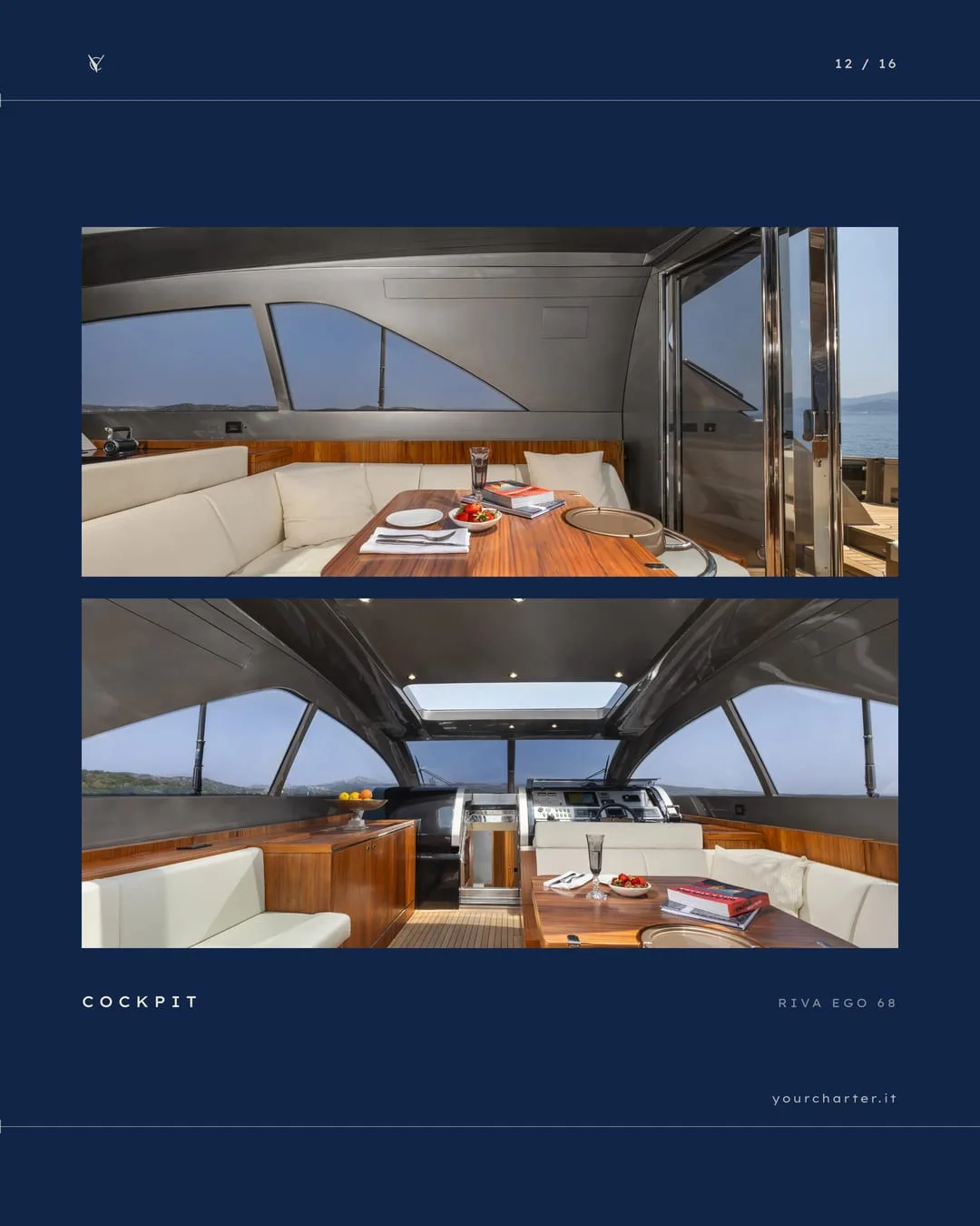 «Cockpit»: il pozzetto e la zona pranzo all'aperto, in due fotografie