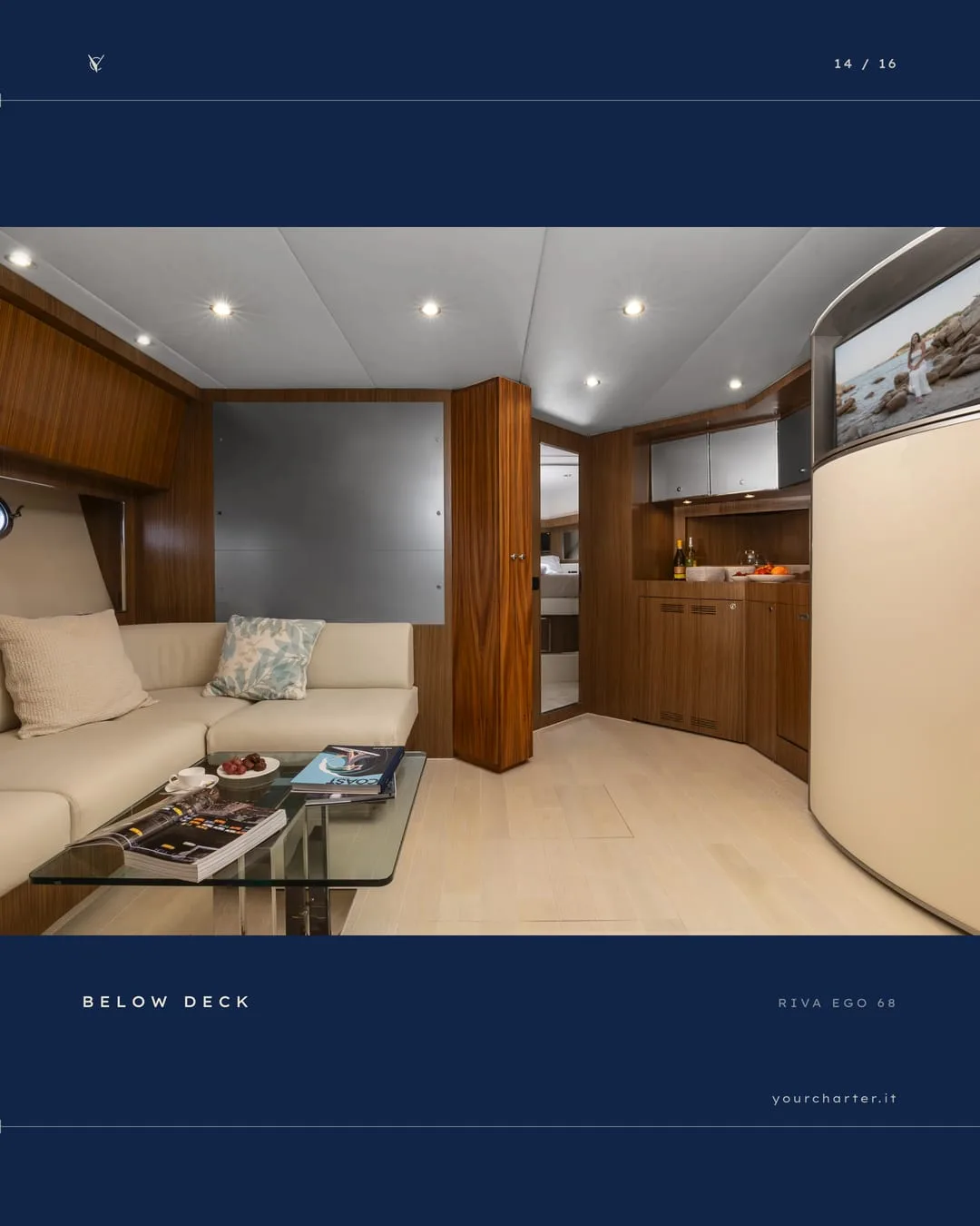 «Below deck»: gli interni sottocoperta, fra legno e tessuti chiari
