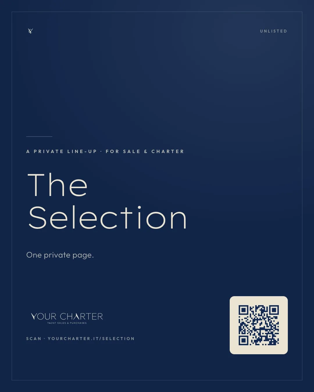 Copertina a dossier: indice delle barche e QR per le brochure
