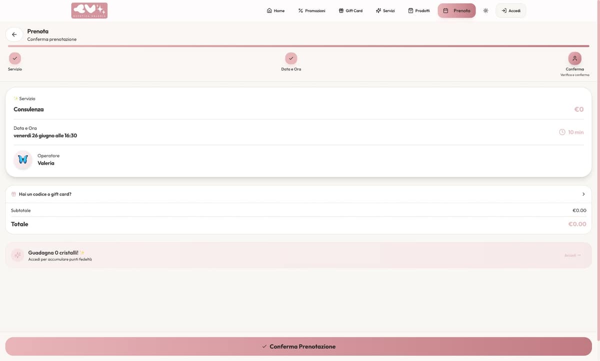 Booking confirmation screen