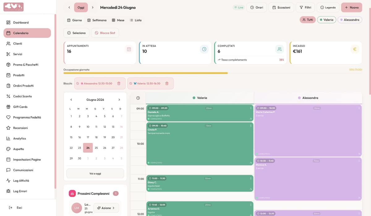 Multi-staff calendar with slot management