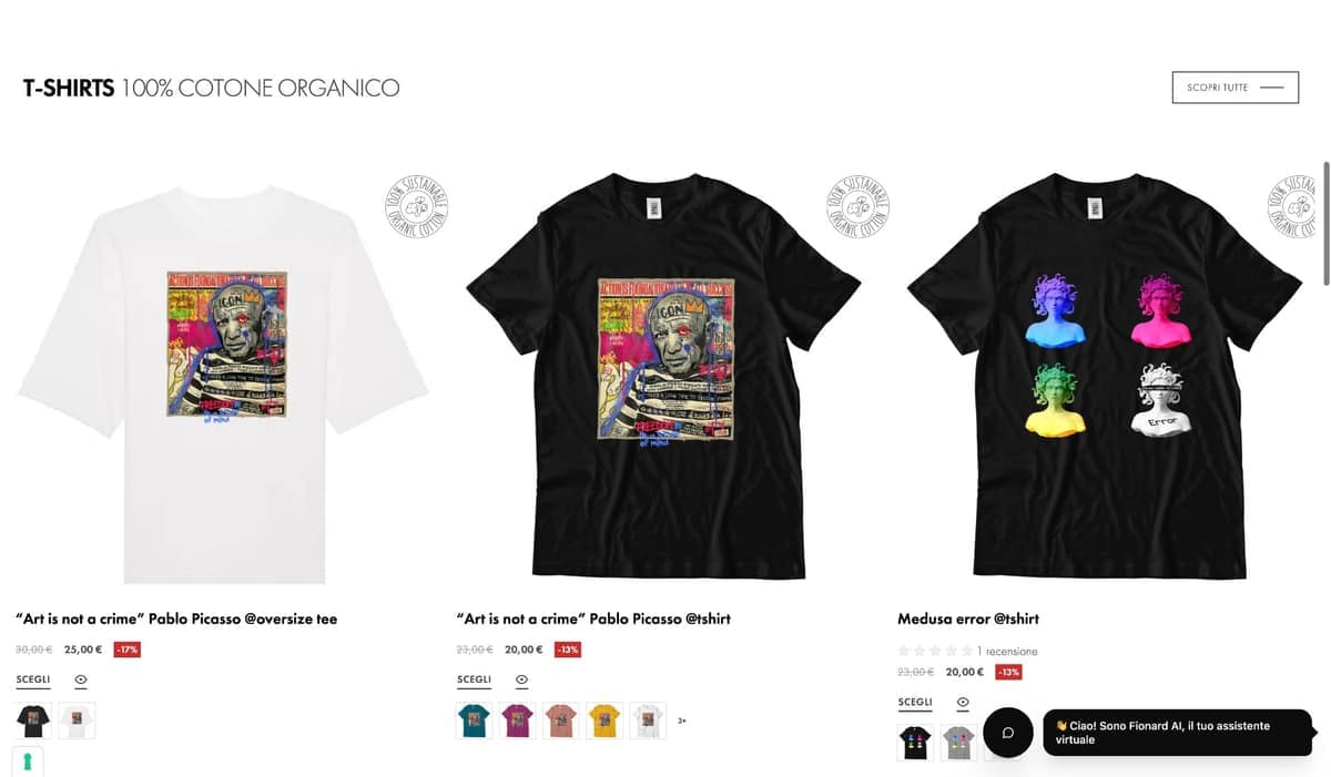 Organic cotton t-shirts in the Fionard catalogue