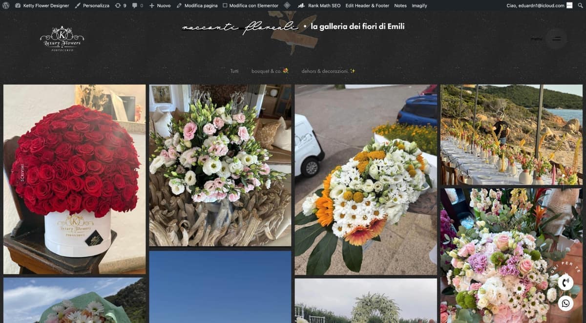 Floral stories gallery with bouquets and installations
