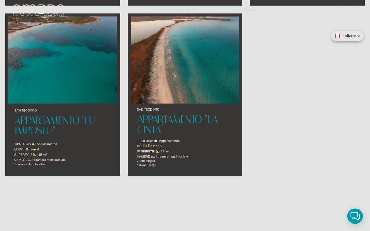 Le schede degli appartamenti di San Teodoro, con le spiagge che danno loro il nome
