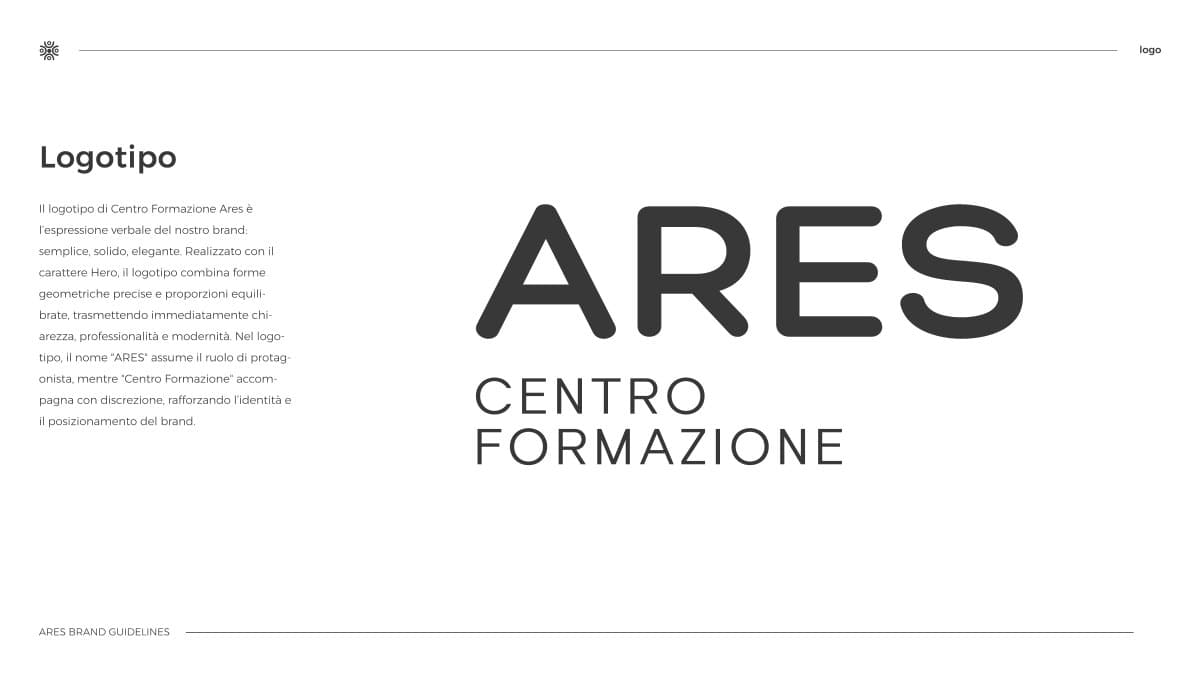 The ARES logotype in black, with the Centro Formazione descriptor