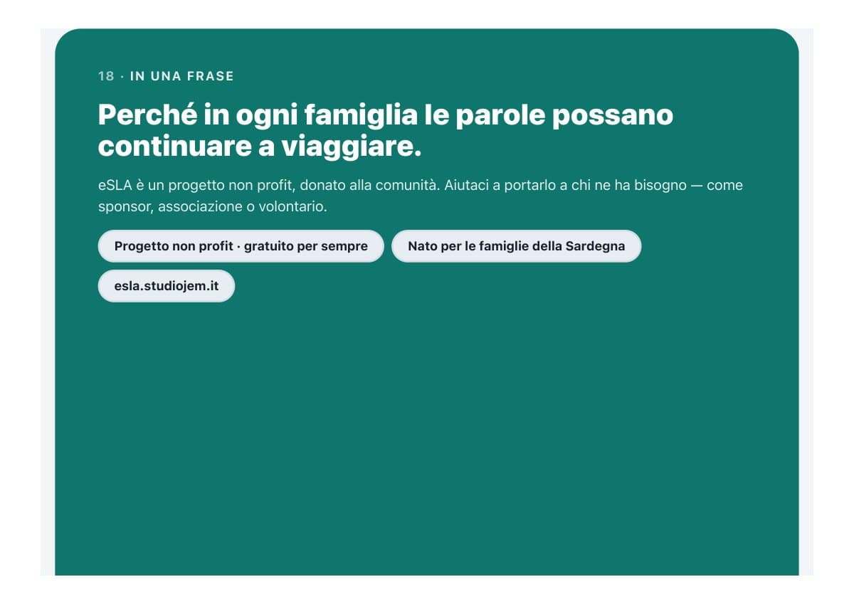 The closing page of the presentation: "So that in every family words can keep travelling"