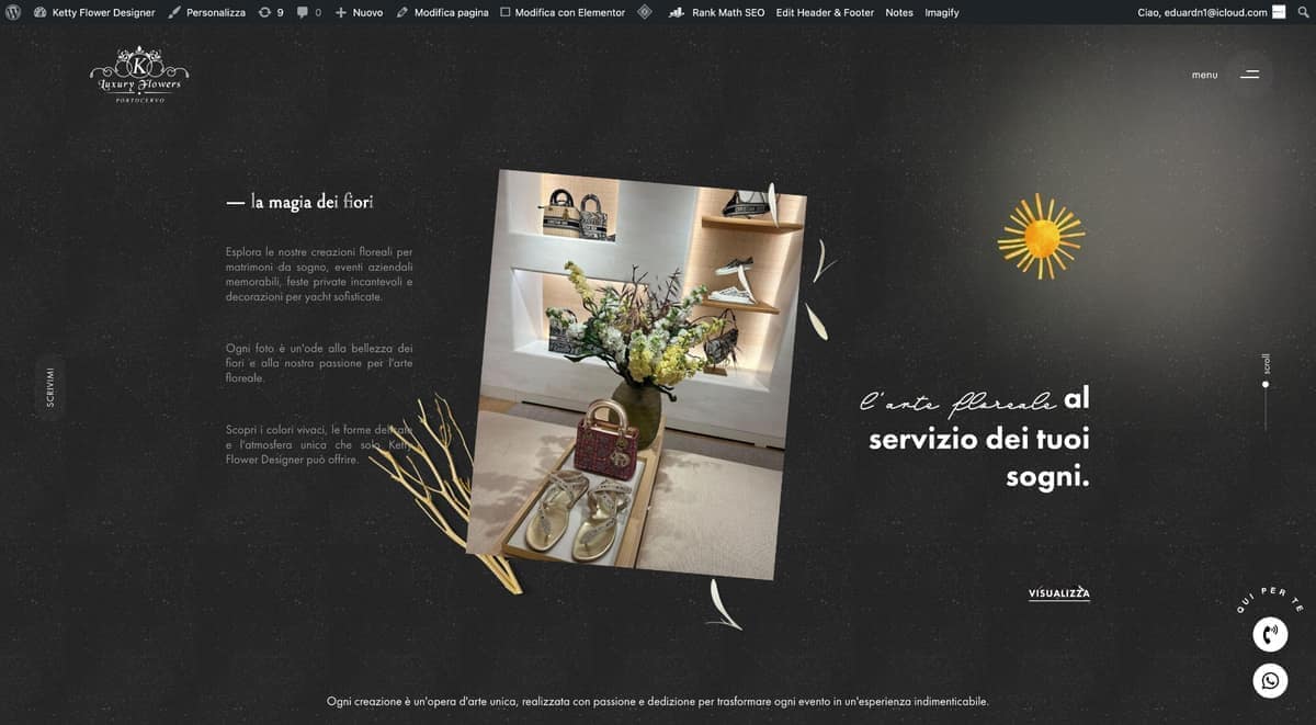 Homepage hero with the message dedicated to dreams