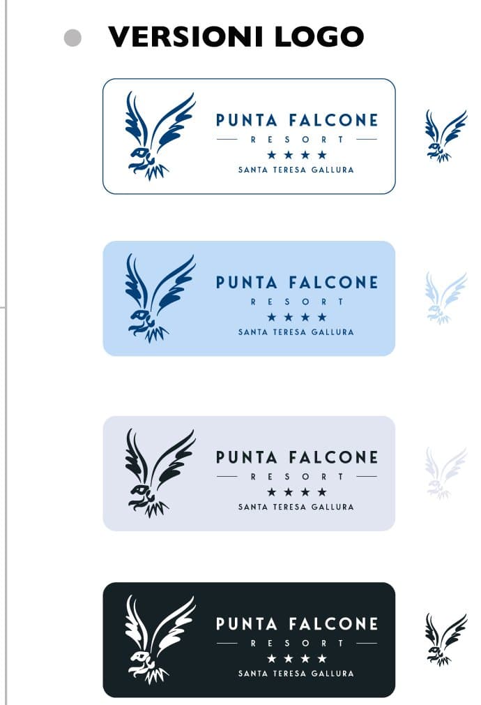 The brand versions on light, Columbia Blue, Lavander and Eerie Black backgrounds, each with the falcon alone as the symbol