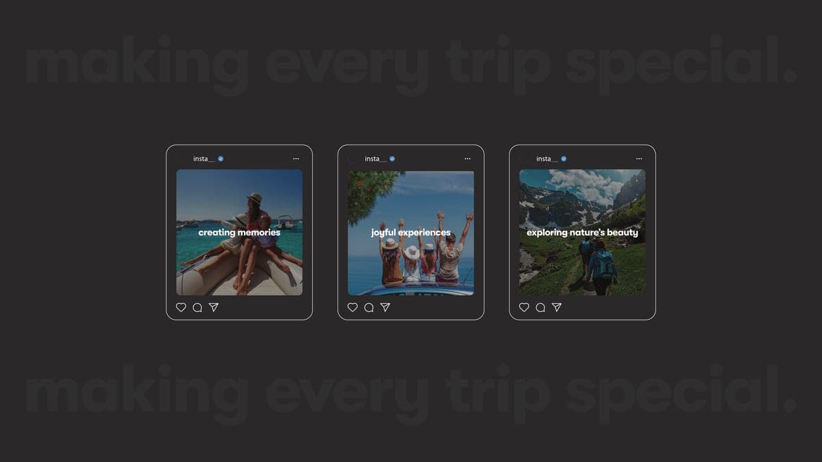 Three social posts using the pattern and the experience photography