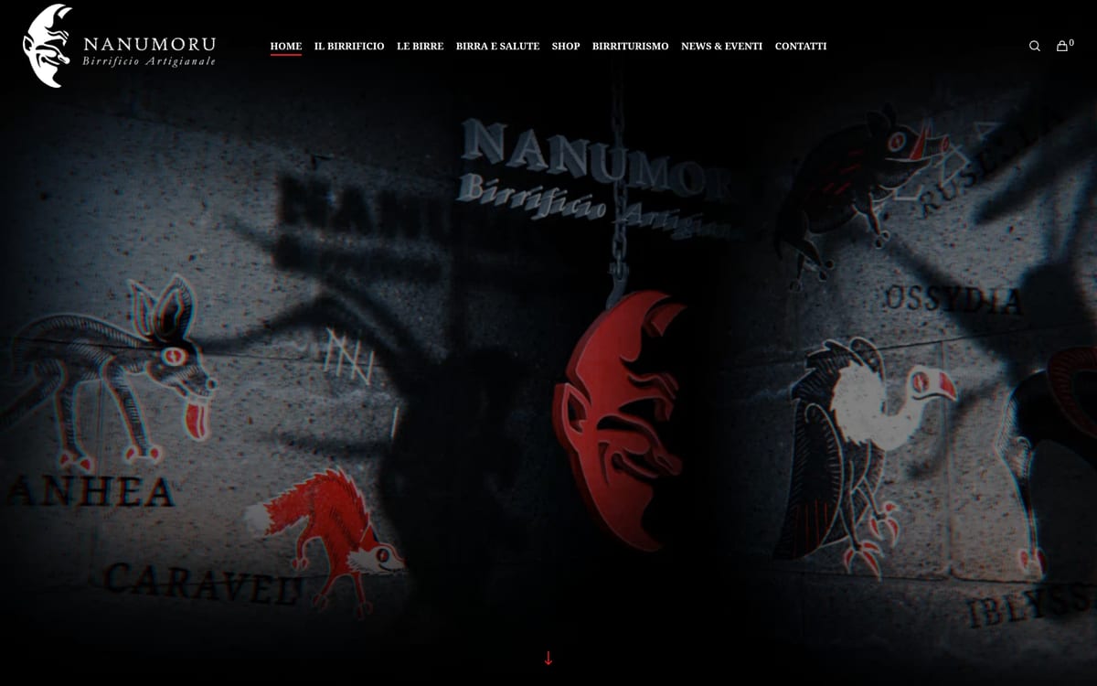 Homepage Nanumoru con identità visiva applicata al sito del birrificio