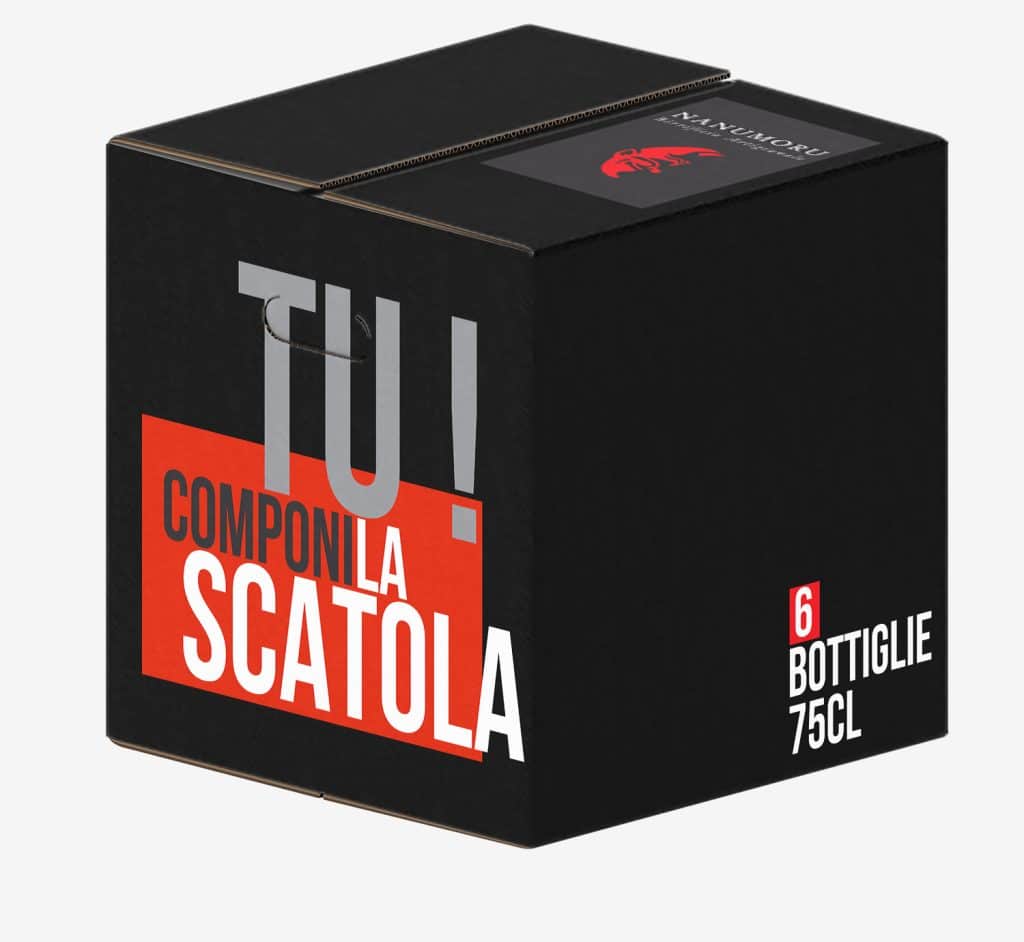 studio jem : scatola 6 bottiglie nanumoru creazione immagine aziendale, progettazione grafica, design grafico, grafica cagliari